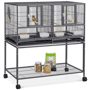 Yaheetech 41.5H Stackable Wide Bird Cage with Rolling Stand,Black
