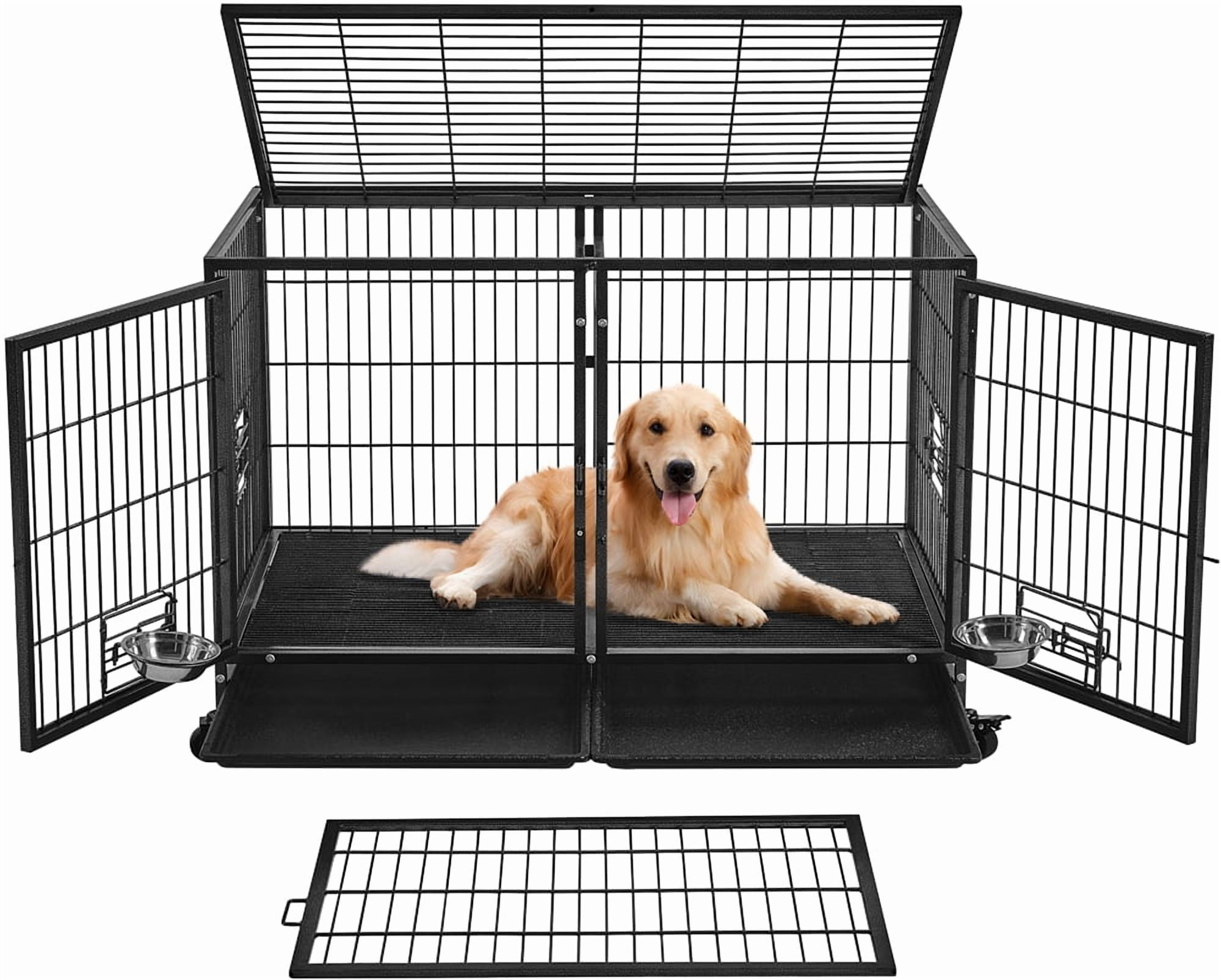 Yaheetech Heavy Duty Portable 42.5'' W Rolling Dog Kennel with