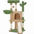 thumbnail image 1 of Yaheetech 42" Height Cactus Cat Tree with Scratching Posts and Basket, Brown/Green, 1 of 7