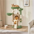 thumbnail image 1 of Yaheetech 42" Height Cactus Cat Tree with Scratching Posts, Basket & Ladder, Brown/Green, 1 of 7