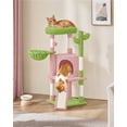 thumbnail image 1 of Yaheetech 42" Height Cactus Cat Tree with Scratching Posts, Basket & Ladder, Pink/Green, 1 of 7
