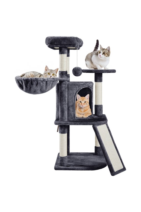 41.9inch Cat Tree with Condo Basket Perch Platform, Dark Gray