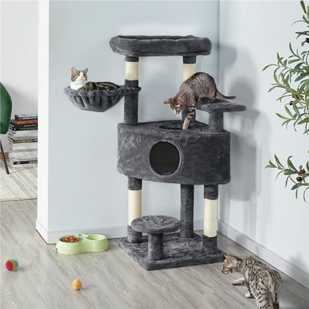 Yaheetech 46'' Multilevel Cat Tree with Cat Condo & Scratching Posts, Dark Gray