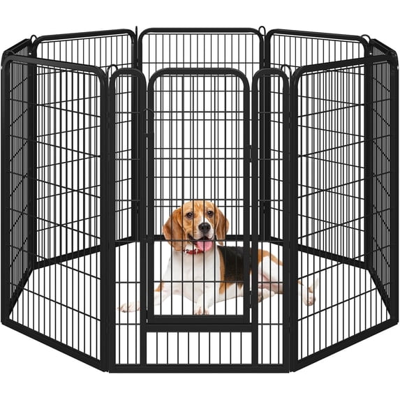 Yaheetech 47.5″ Tall 8-Panel Metal Pet Playpen with Door for Indoor and Outdoor, Black