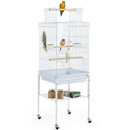 Yaheetech 47-inch Play Top Bird Cage w/ Detachable Rolling Stand, White