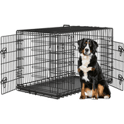 Yaheetech 48.2 inch Foldable Metal Dog Crate Kennel for Large Dogs,2 Doors, Divider, Pull-out Tray, Black