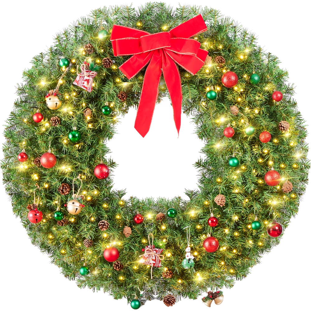 Yaheetech 48in Pre-lit Fir Christmas Wreath with 200 LED Lights