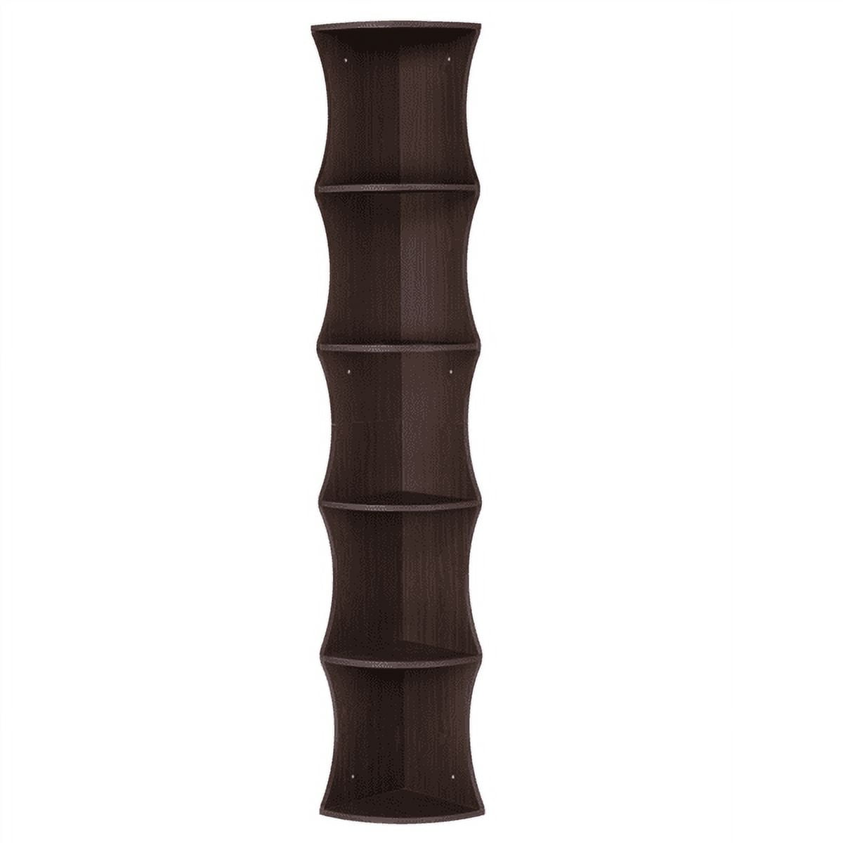 Yaheetech 5 tier brown round wall corner shelf stand storage skinny display bookshelf rack casual home office furniture deals