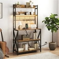 thumbnail image 1 of Yaheetech 5 Tier Industrial Kitchen Baker's Rack with Power Outlets, Rustic Brown, 1 of 8