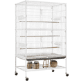 thumbnail image 1 of Yaheetech 52"H Rolling Metal Bird Cage with 3 Perches & 4 Feeders & Extra Storage Shelf, White, 1 of 12
