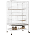 thumbnail image 1 of Yaheetech 52"H Rolling Metal Bird Cage with 3 Perches & 4 Feeders, White, 1 of 8
