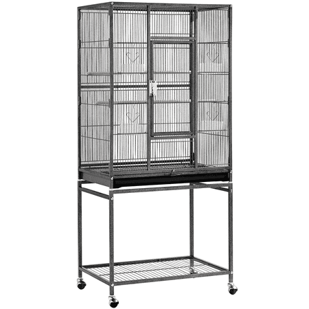 Yaheetech 53.5'' H Mobile Bird Cage w/ Detachable Stand, Black