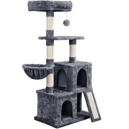 Yaheetech 53.5in Multilevel Cat Tree Cat Tower with Condos Perch Platform, Dark Gray