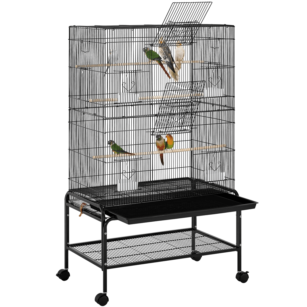 Curated visual reference: Visual Reference: Yaheetech 53 H Rolling Metal Parrot Cage With Extra Storage