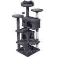 thumbnail image 1 of Yaheetech 53.9" H Cat Tree with Double Condos, Scratching Posts & Toys, Dark Gray, 1 of 12