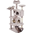 thumbnail image 1 of Yaheetech 53.9" H Cat Tree with Double Condos, Scratching Posts & Ramp, Brown/White, 1 of 10