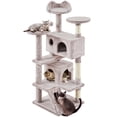 thumbnail image 1 of Yaheetech 53.9" H Cat Tree with Double Condos, Scratching Posts & Ramp, Brown/White, 1 of 10