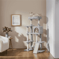 thumbnail image 1 of Yaheetech 54" Tall Multilevel Plush Cat Tree with Hammock Scratching Posts, Light Gray, 1 of 11