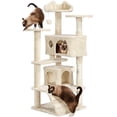 thumbnail image 1 of Yaheetech 53.9''H Cat Tree Condo with Scratching Post Tower, Beige, 1 of 10