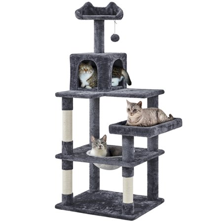 Yaheetech 55'' H Multi-Level Cat Tree Cat Condo with Space Capsule Nest,Dark Gray