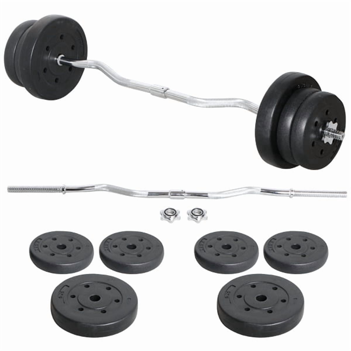 Yaheetech 55 lb Olympic Barbell Weight Set with Detachable Curl Bar for Gym Lifting Exercise Workout, Black