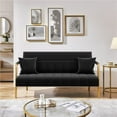 thumbnail image 1 of Yaheetech 56.5" W Upholstered Sofa Couch with Gold Tone Metal Arms and Legs, Black, 1 of 6