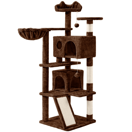 Yaheetech 57'' H Cat Tree Condo Tower w/ Condos,Brown
