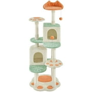 Yaheetech 58'' H Cat Tree Paw-Shaped Play Tower with Platform, Condo, Scratching Posts, Beige
