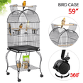 thumbnail image 1 of Yaheetech 59'' H Open Top Rolling Metal Bird Cage with Stand, Black, 1 of 13