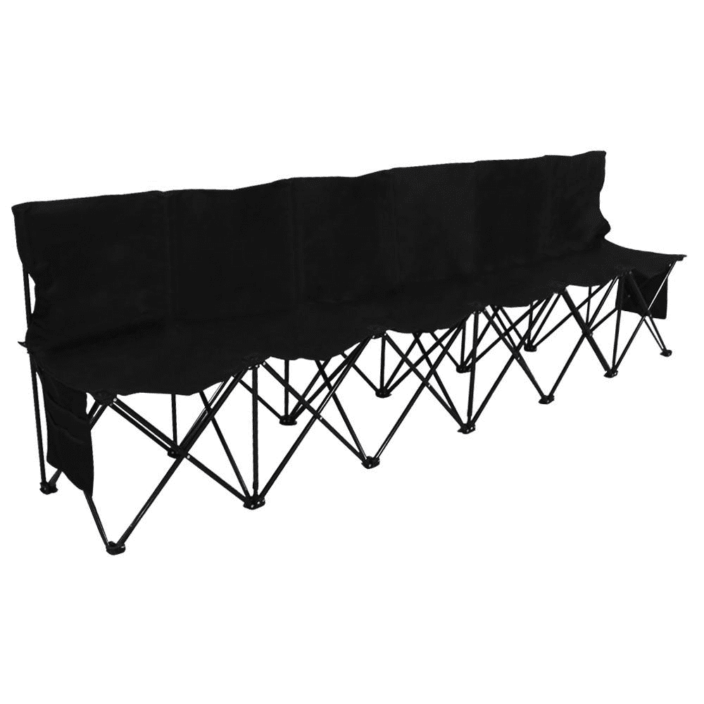 Yaheetech 6 Seats Portable Folding Bench For Sports Camping Black