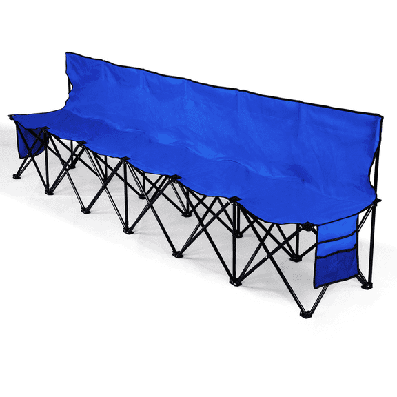 Yaheetech 6 Seats Portable Folding Bench For Sports Camping, Blue