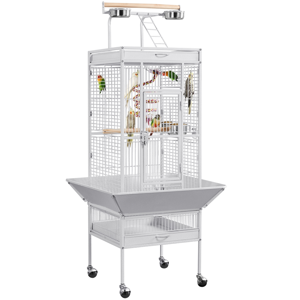 Yaheetech 61.5'' Rolling Play Top Parrot Cage Bird Cage, White - image 1 of 7