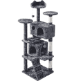 thumbnail image 1 of Yaheetech 62.2" H Multilevel Cat Tree with 3 Scratching Posts and Double Condos, Dark Gray, 1 of 8