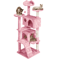 thumbnail image 1 of Yaheetech 62.2" H Multilevel Cat Tree with 3 Scratching Posts and Double Condos, Pink, 1 of 7