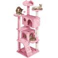 thumbnail image 1 of Yaheetech 62.2" H Multilevel Cat Tree with 3 Scratching Posts and Double Condos, Pink, 1 of 8