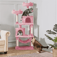 thumbnail image 1 of Yaheetech 62"H Multi Level Cat Tree Tower with 2 Condos & Scratching Post,Pink, 1 of 9