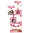 thumbnail image 1 of Yaheetech 62"H Multi Level Cat Tree Tower with 2 Condos & Scratching Post, Pink, 1 of 8