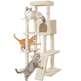 thumbnail image 1 of Yaheetech 63 Inch Multilevel Cat Tree with Hammock and 7 Scratching Posts, Beige, 1 of 10