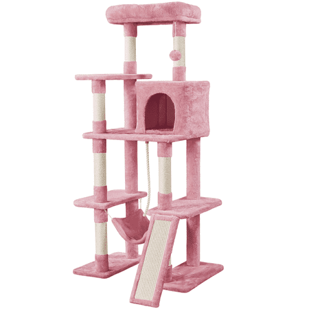 Yaheetech 63'' H Cat Tree Cat Tower with Hammock Scratching Posts Condo, Pink