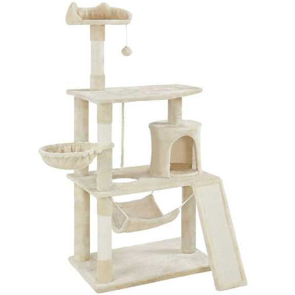 Yaheetech 63''H Cat Tree Cat Tree Condo with Scratching Post, Beige