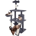 thumbnail image 1 of Yaheetech 63" Multi-Level Cat Tree with Condo, Hammock, Basket & Scratching Ramp, Dark Gray, 1 of 7