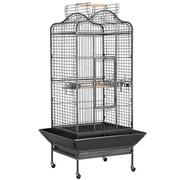 Yaheetech 63''H Open Playtop Extra Large Bird Cage Parrot Cage for African Grey Sun Conures Parakeets Cockatiels, Large Rolling Metal Pet Cage with Stand & Open Roof