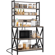 Yaheetech 64.5'' 5-Tier Baker's Racks with Power Outlets for Kitchens, Gray