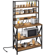 Yaheetech 64.5'' 5-Tier Baker's Racks with Power Outlets for Kitchens, Rustic Brown
