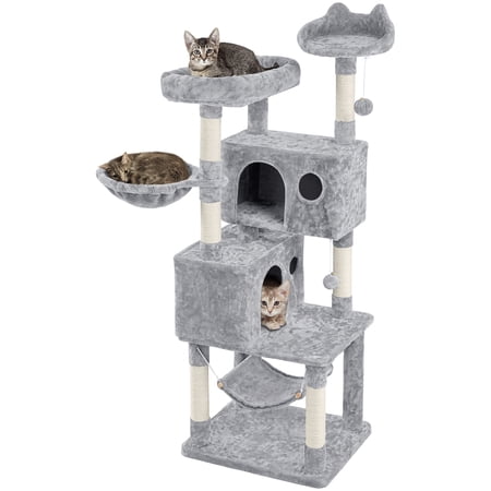 Yaheetech 64'' Multi-level Cat Tree Cat Tower with Condos and Scratching Posts, Light Gray