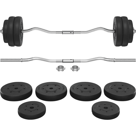 Yaheetech 66 lb Barbell Weight Set with Plates and Detachable Curl Bar, Black