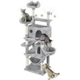 thumbnail image 1 of Yaheetech 67.1" H Large Cat Tree with 2 Big Condos and 1 Basket, Light Gray, 1 of 6