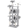 thumbnail image 1 of Yaheetech 67.1" H Large Cat Tree with 2 Big Condos and 1 Basket, Light Gray, 1 of 7