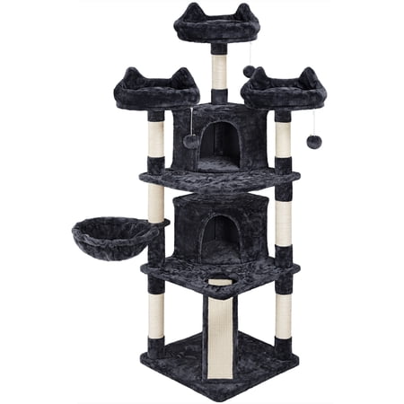 Yaheetech 69'' Cat Tree Cat Tower with Caves Condos & Scratching Posts, Black