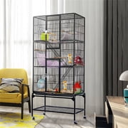Yaheetech 69''H Extra Large Rolling Metal Pet Cage with Detachable Stand, Black